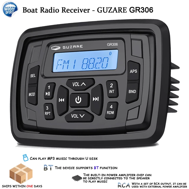 MARINE WATERPROOF AUDIO Bluetooth Stereo Receiver Boat FM AM Radio for