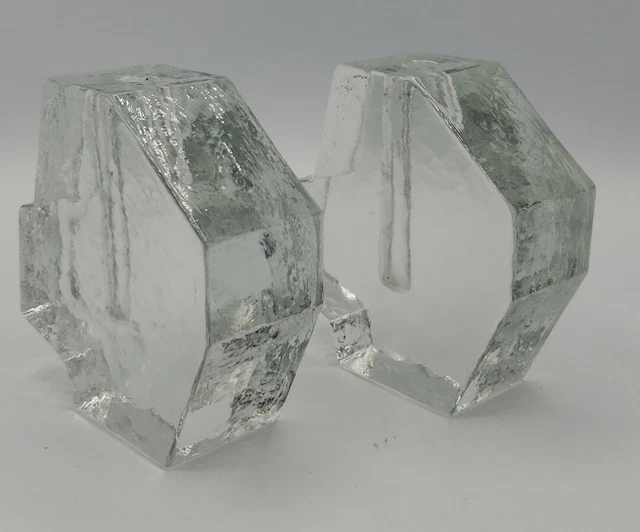 MCM Peill & Putzler? Rock Glass Bookends Pen Holder Budvase Nice MCM Peill & Putzler? Rock Glass Bookends Pen Holder Budvase Nice