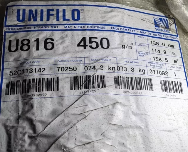 FIBRE DE VERRE UNIFILO U816 MAT DE VERRE émulsion 450G/M2 en rouleau — free download
