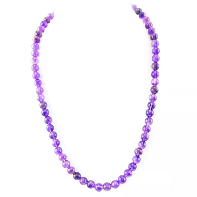 Top 255.00 Cts Natural Untreated Bolivian Amethyst Round Beads Necklace (Rs)