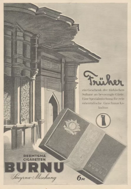 J1282 Reemtsma Cigaretten BURNU - Pubblicità grande formato - 1929 Old advert