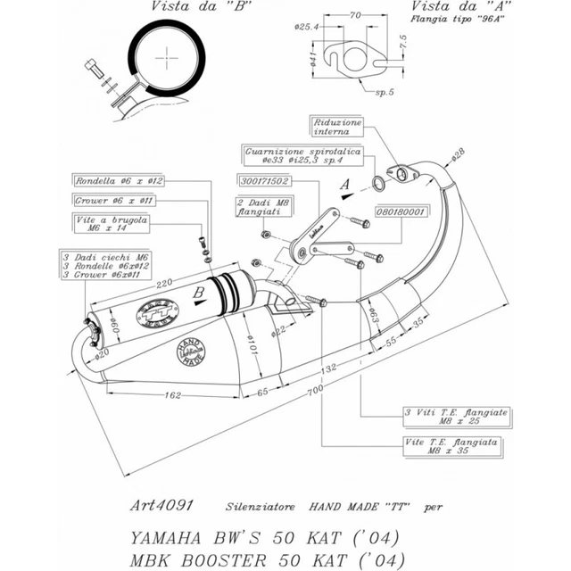 Échappement LeoVince Handmade TT Pour MBK Booster 50 Et Yamaha BWS - Marquage E