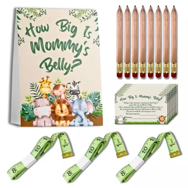 Safari Baby Shower Games For Girls or Boys Measure Mommy's Belly Game 50 Players