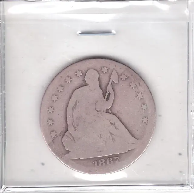 1867 S Seated Liberty Half Dollar 50c                                Circulated