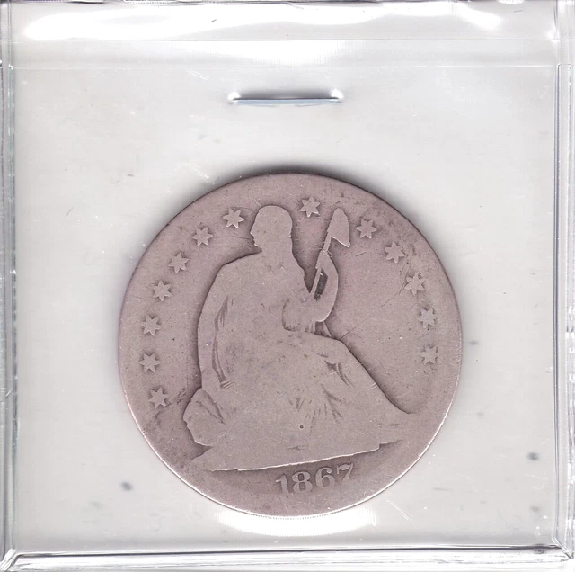 1867 S Seated Liberty Half Dollar 50c                                Circulated