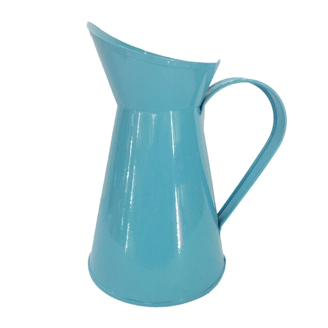 Shabby Chic Retro Metal Jug Vase Flower Pitcher Wedding Home Decor Blue