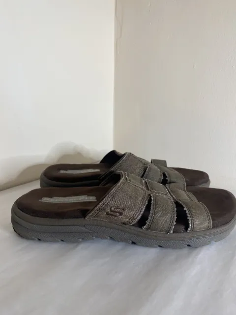 Skechers men's relaxed fit supreme - Glade slide sandals size 9 brown