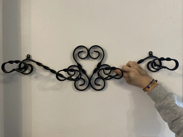 ANCIEN PORTE MANTEAU Patere En Fer Forge Coeur Art Deco Vintage EUR 49