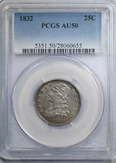 1832 Capped Bust Quarter 25C PCGS AU50