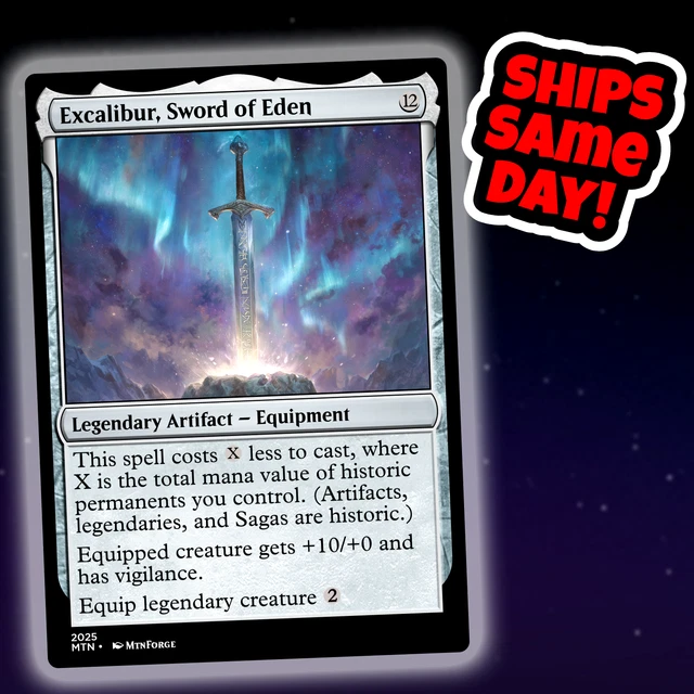 Custom Altered Art MTG Card  'Excalibur, Sword Of Eden' Artifact Card For  EDH/Commander & Playtesting