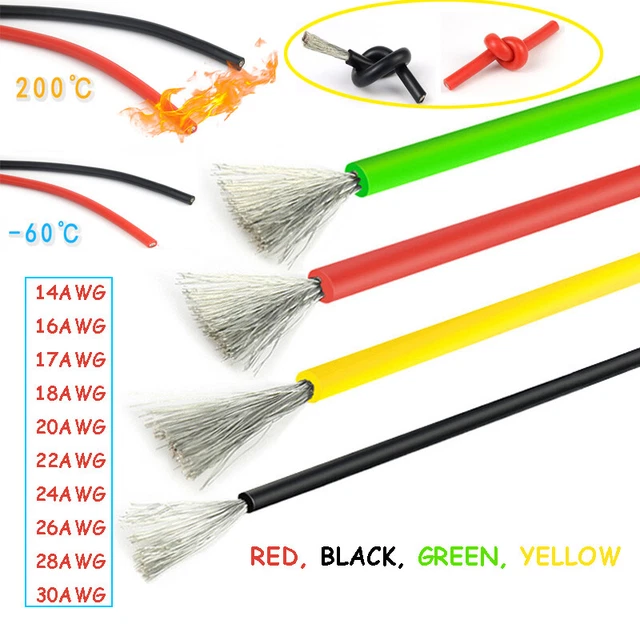 Silicone Cable Flexible Wire Soft 14/16/17/18/20/22/24/26/28/30AWG Various Color