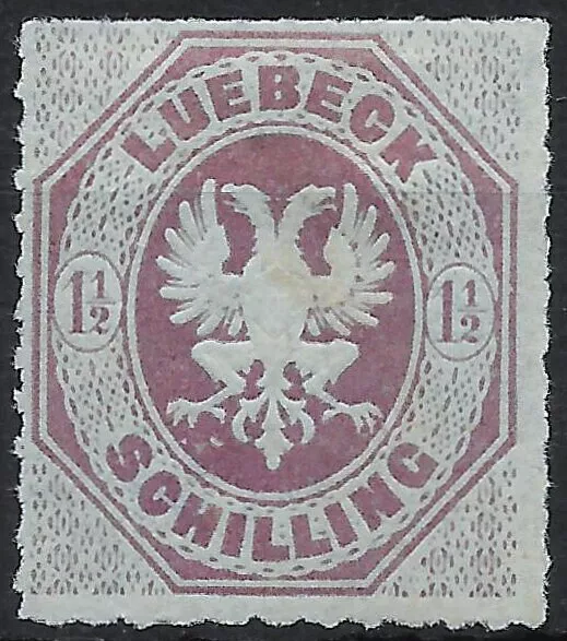 LÜBECK 1865 : MiNr. 14 : 1  1/2 Schilling : mit Falz