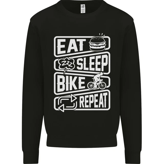 Cycling Eat Sleep Bike Repeat Funny Bicycle Kids Sweatshirt Jumper