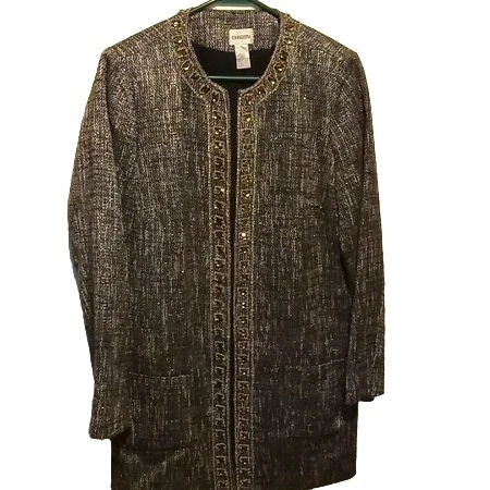 Chico's Gray Embellished Metallica Statement Jacket Chico's Size 1