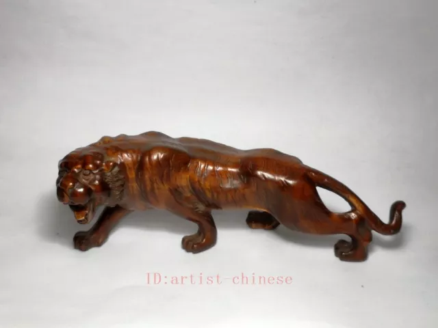 Japanese boxwood hand carved vivid tiger Figure statue Decoration collectabl