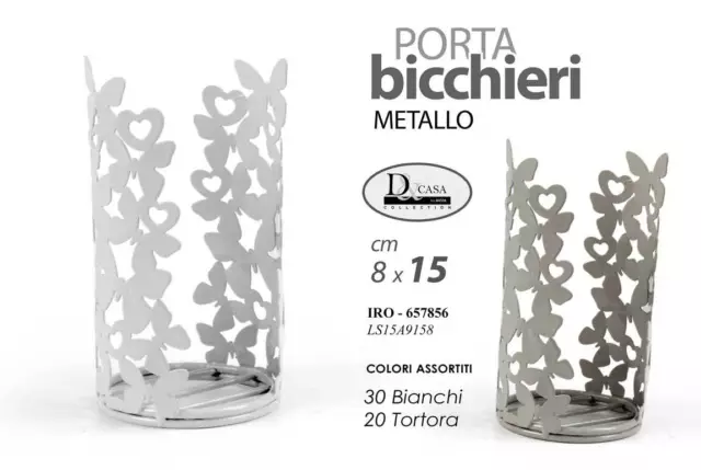 PORTA BICCHIERI DA TAVOLA BIANCO BEIGE METALLO PORTABICCHIERI FESTE PARTY 15 cm