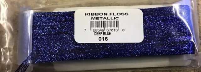 YLI Metallic Ribbon Floss - 2mm Wide - 13.5m Long - Deep Blue 016