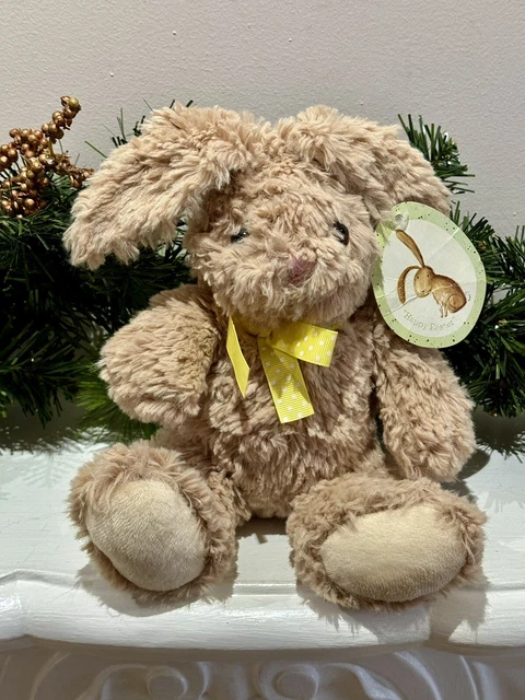 WAITROSE BUNNY RABBIT Teddy Plush Soft Toy Baby Comforter Yellow Ribbon ...