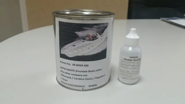 White gelcoat (Fountain Boat Color) repair kit without wax with Hardner 1qt