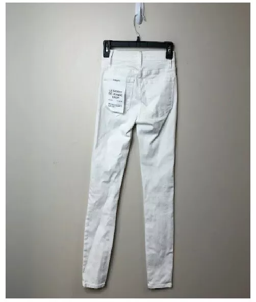 FRAME Le Skinny De Jeanne Mid-Rise Raw Stagger-Hem Jeans White Size 23, $198 NWT 3