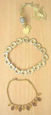 3 Art deco art craft gilded necklaces