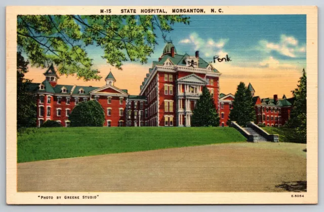 1940'S Linen. State Hospital. Morganton, Nc. Linen Posted Postcard