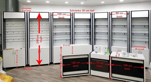 Verkaufsregale und Theke mit LED Beleuchtung - Sonderanfertigung