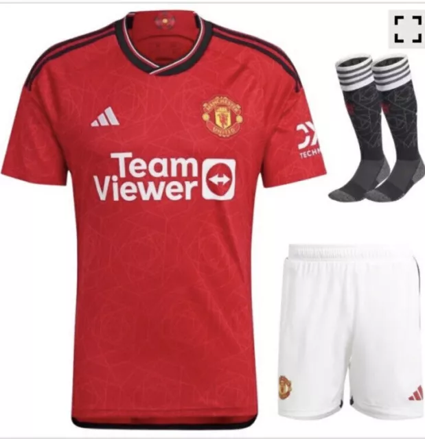 Manchester United Man Utd Kids Home Full Kit Age 6-30 Years BNWT UK