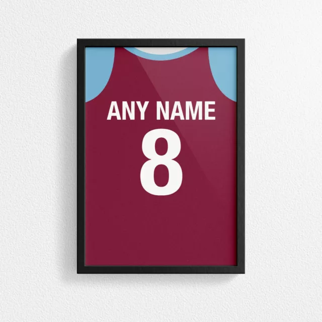 Personalised Burnley Colours Poster Frame Print Football Christmas Birthday Gift