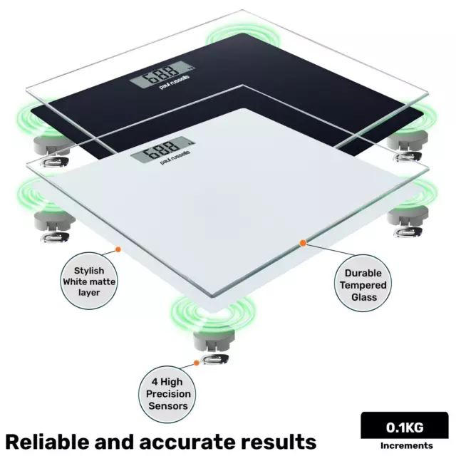 Badezimmerwaage Wiegen Digital LCD Elektronische Körper Glaswaage Gewicht 150kg 3
