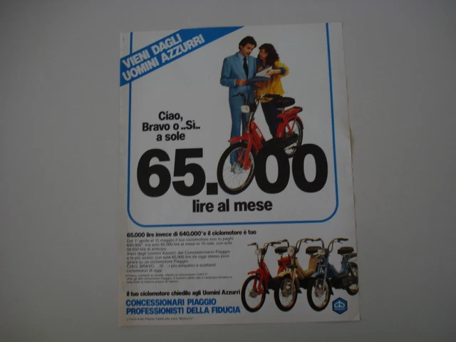 ADVERTISING PUBBLICITÀ-CICLOMOTORI PIAGGIO CIAO BRAVO SI 1983 UOMINI AZZURRI EUR 4,20 - IT