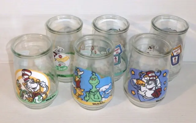 6 Vintage WELCH'S Jelly Jar Juice Glasses WUBBULOUS WORLD OF DR SEUSS 1996
