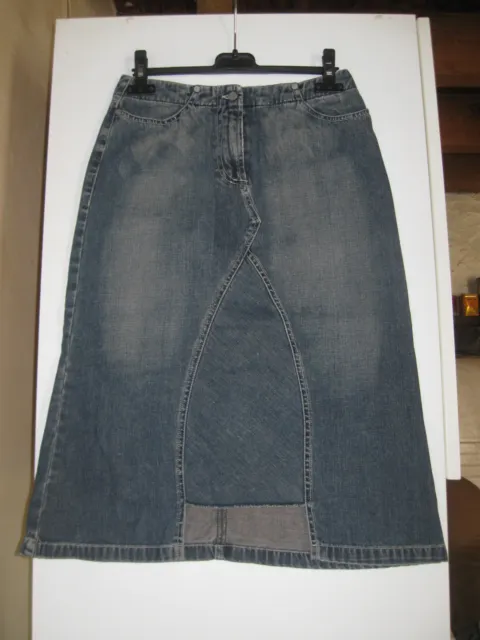 Jupe en jean mi-longue forme trapèze- bleu délavé - School Rag - 100% coton - 36