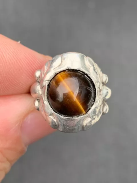 Sterling silver rare Denmark tigers eye ring, vintage designer Georg Jensen