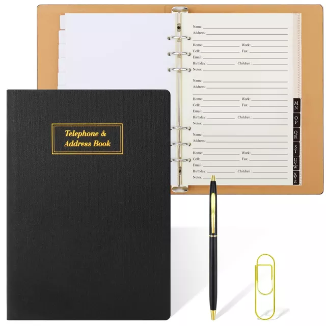 Refillable Address Book with Alphabetical Tabs 576 Large Print Telephone Birthda
