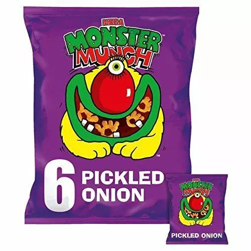 Mega Monster Munch Pickled Onion Snacks 22g x - 6 per pack (0.29lbs)