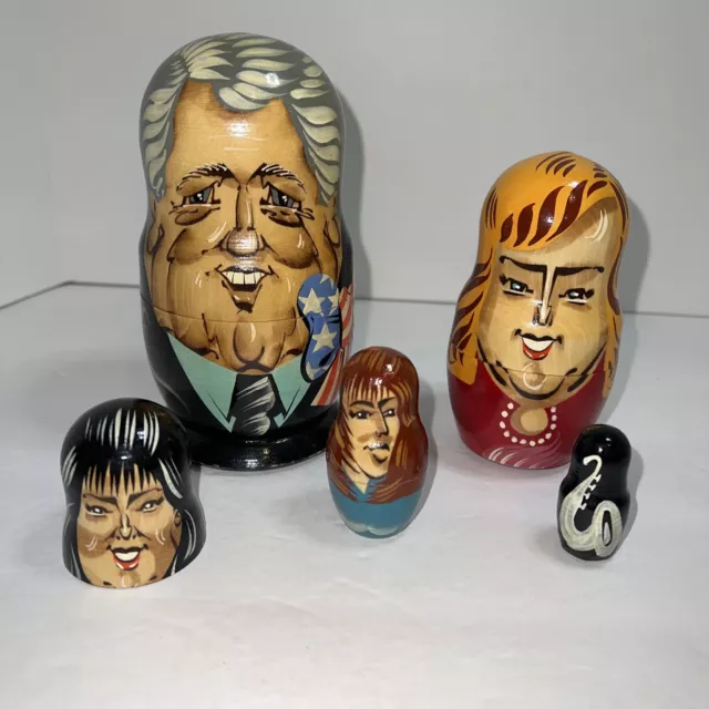 Bill & Hillary Clinton Monica Lewinsky  Matryoshka Nesting Dolls Babooshka