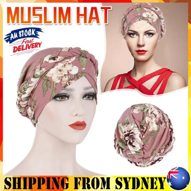Women's Floral Chemo Cap Cancer Hat Muslim Hair Scarf Turban Hijab Head Wrap AU