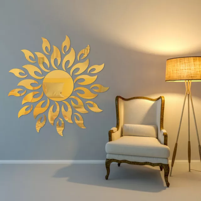 3D Mirror Sun Wall Sticker Art Removable Acrylic Mural Decal Home Room DIY Decor