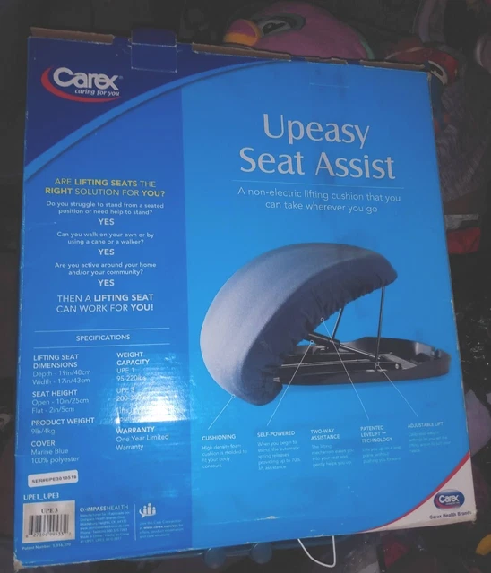 Nuevo cojín de elevación manual de asistencia de asiento Carex Upeasy 200-300 libras (daños en caja)