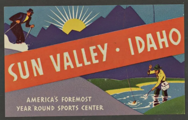 Sun Valley Idaho Skiing  & Fishing Vintage Style Travel Decal Sticker