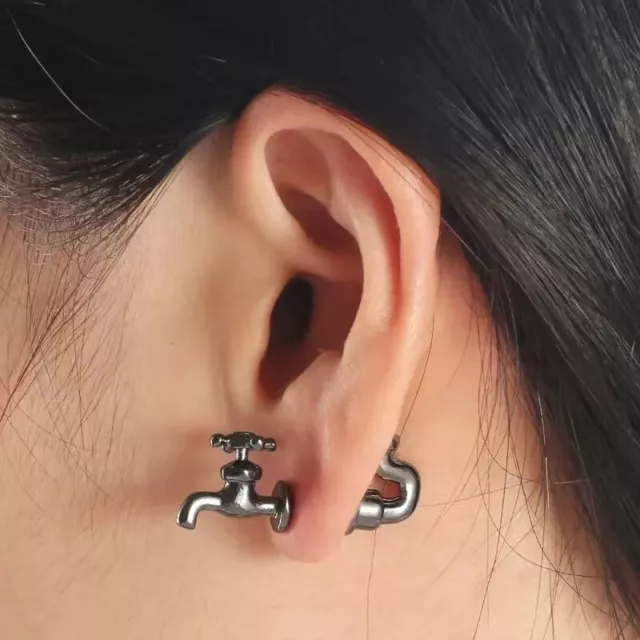 Water Faucet Shape Stud Earrings For Men Women Earring Personality Jewelry