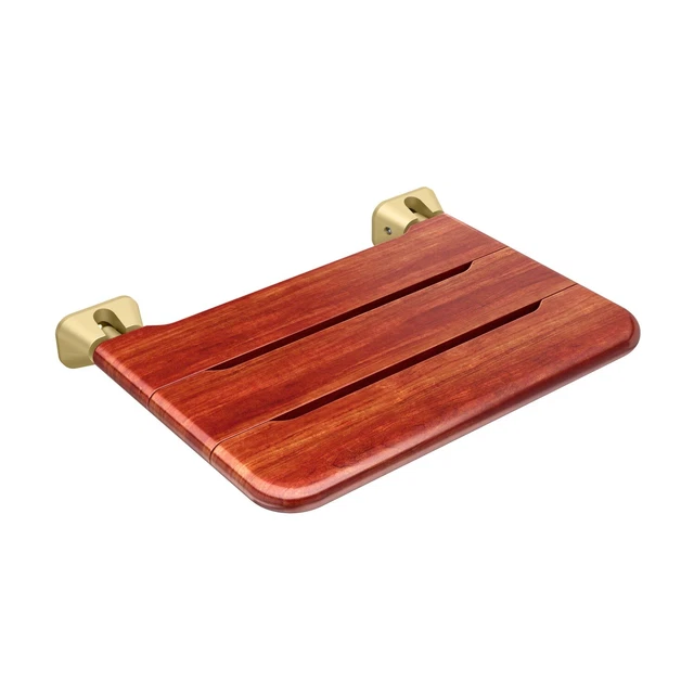 Mr Steam MSWSEAT Brass Teak Wood Fold-Up Wall Mounted Shower Seat