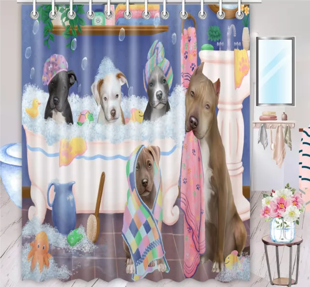 Halloween Pitbull Dog Shower Curtain Bathtub Screens Personalized Hooks