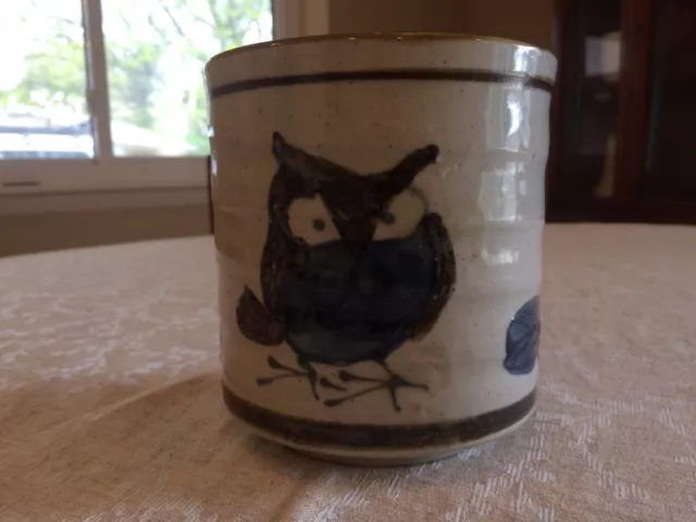 Vintage Stoneware Owl Planter Ceramic Vase Japan Pottery