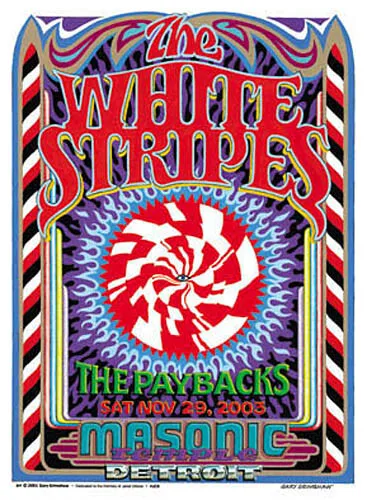 White Stripes 2003 Detroit 2 sided Handbill Gary Grimshaw Loren Scarce Original