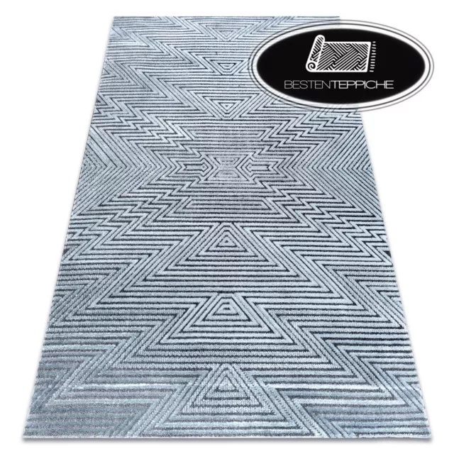 Moderno Auténtico Moderno Alfombras "Sierra" Zig-Zag Étnicos Azul Plano Tejido