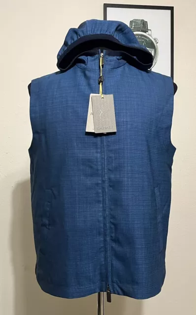 NWT CANALI 1934 - 52(EU)/42 - Blue Check Wool IMPECCABILE Hooded ZipUp Vest $825 2