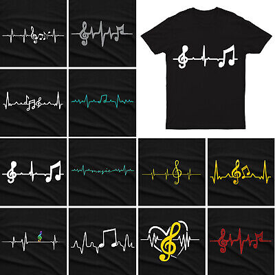 Heartbeat Love Music Musical Note Musician Gift Tee Top Mens T shirts #M #P1 #PR