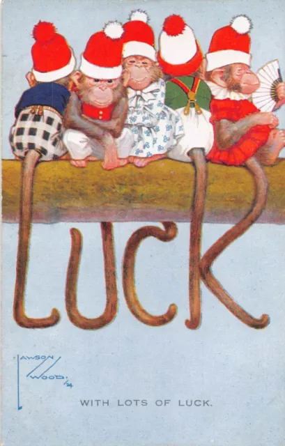 Carte Postale Bd Singe Thème Noël Lots De Chance Lawson Bois